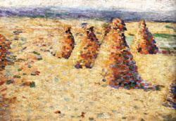 Hay ricks in Normandy, Charles Angrand